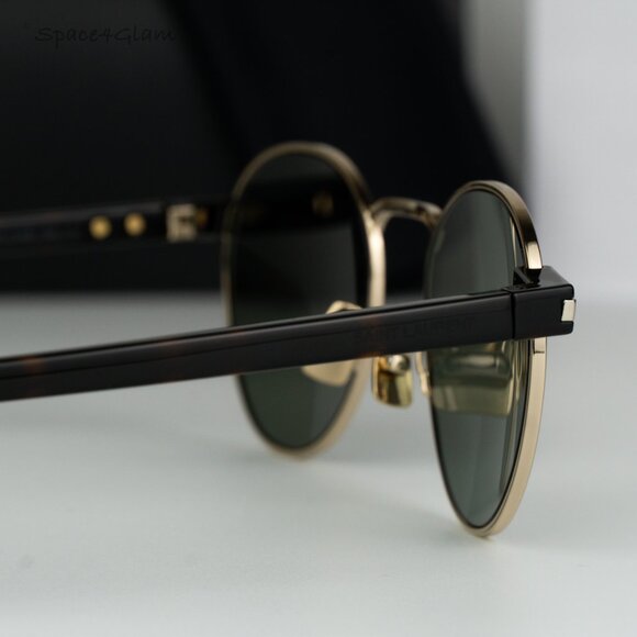 BRAND NEW Saint Laurent SL707 002 Gold Havana Green Oval Unisex Sunglasses - Picture 5 of 10
